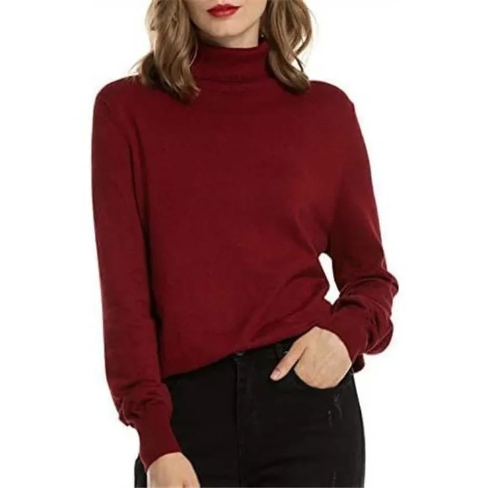 Women's Casual Long Sleeve Turtleneck Sweater Lightweight Knit Pullover Tops